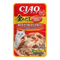 INABA влажный корм для кошек Kinnodashi Тунец Магуро и тунец Кацуо с крабом сурими, 60 г