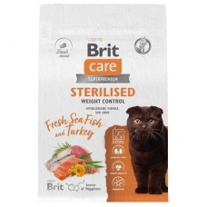 Brit Care сухой корм для стерилизованных кошек, рыба и индейка