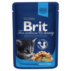 БРИТ ПРЕМИУМ Пауч для котят Chicken Chunks for Kitten Курица для котят, 100г