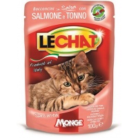 Lechat кусочки в соусе с лососем и тунцом для кошек, 100 г