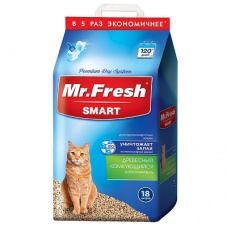 Наполнитель для кошачьего туалета Mr.Fresh Smart для короткошерстных кошек Древесный комкующийся