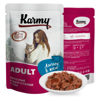 Karmy Adult влажный корм для кошек, Лосось в желе 80 г
